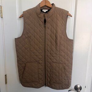 J Jill Womens Vest Medium tan Heritage Quilted Full Zip Sleeveless Solid Pockets